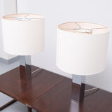 Goffredo Reggiani Chrome Square Table Lamps, Italy, 1960s