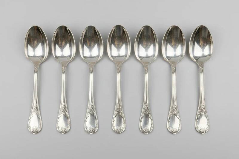 Set of 6 Christofle Marly model moka spoons – silver-plated – 10 cm