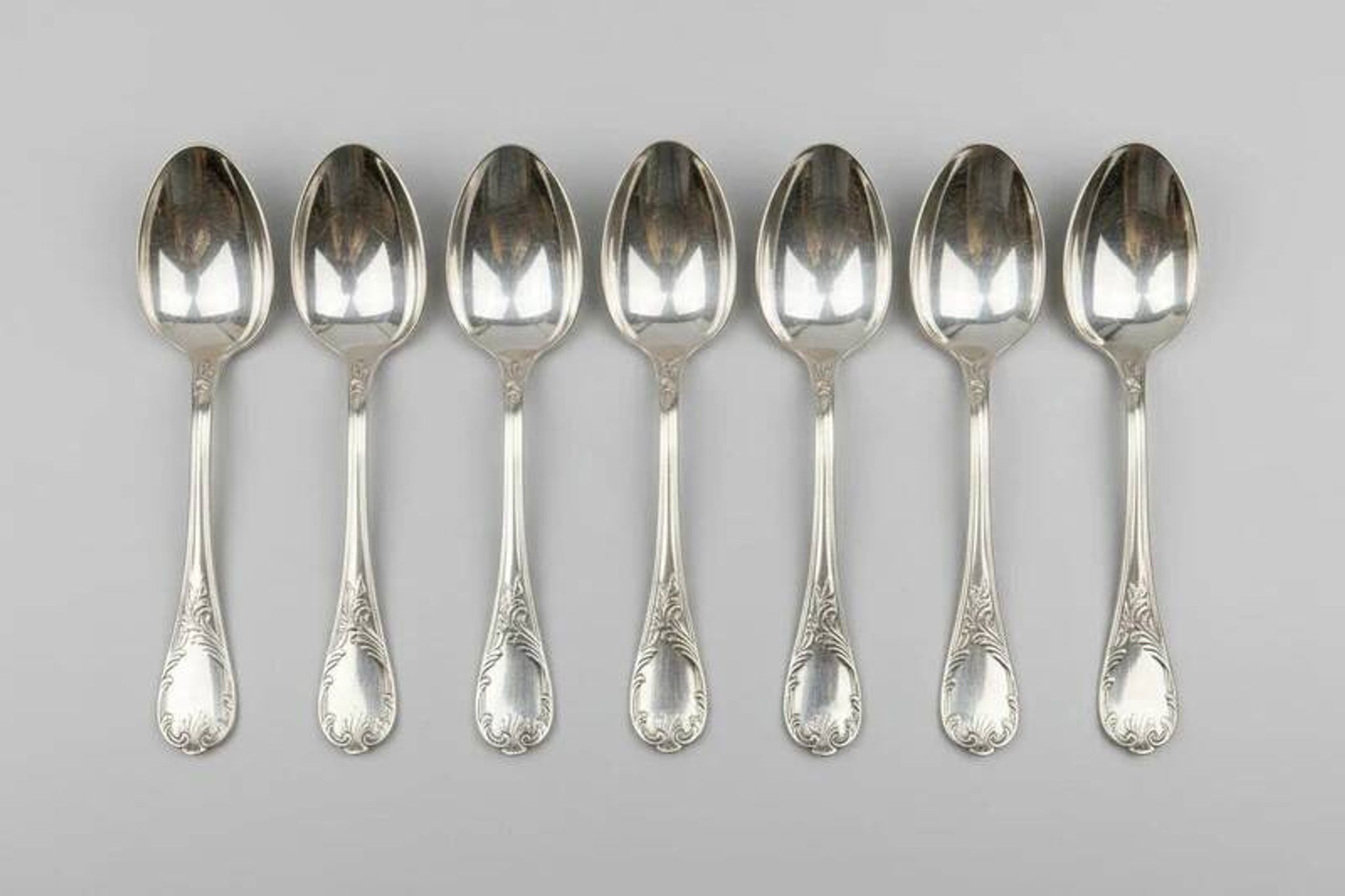 Set of 6 Christofle Marly model moka spoons – silver-plated – 10 cm