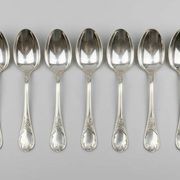 Set of 6 Christofle Marly model moka spoons – silver-plated – 10 cm