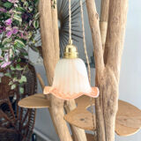 Vintage pink glass paste tulip lamp