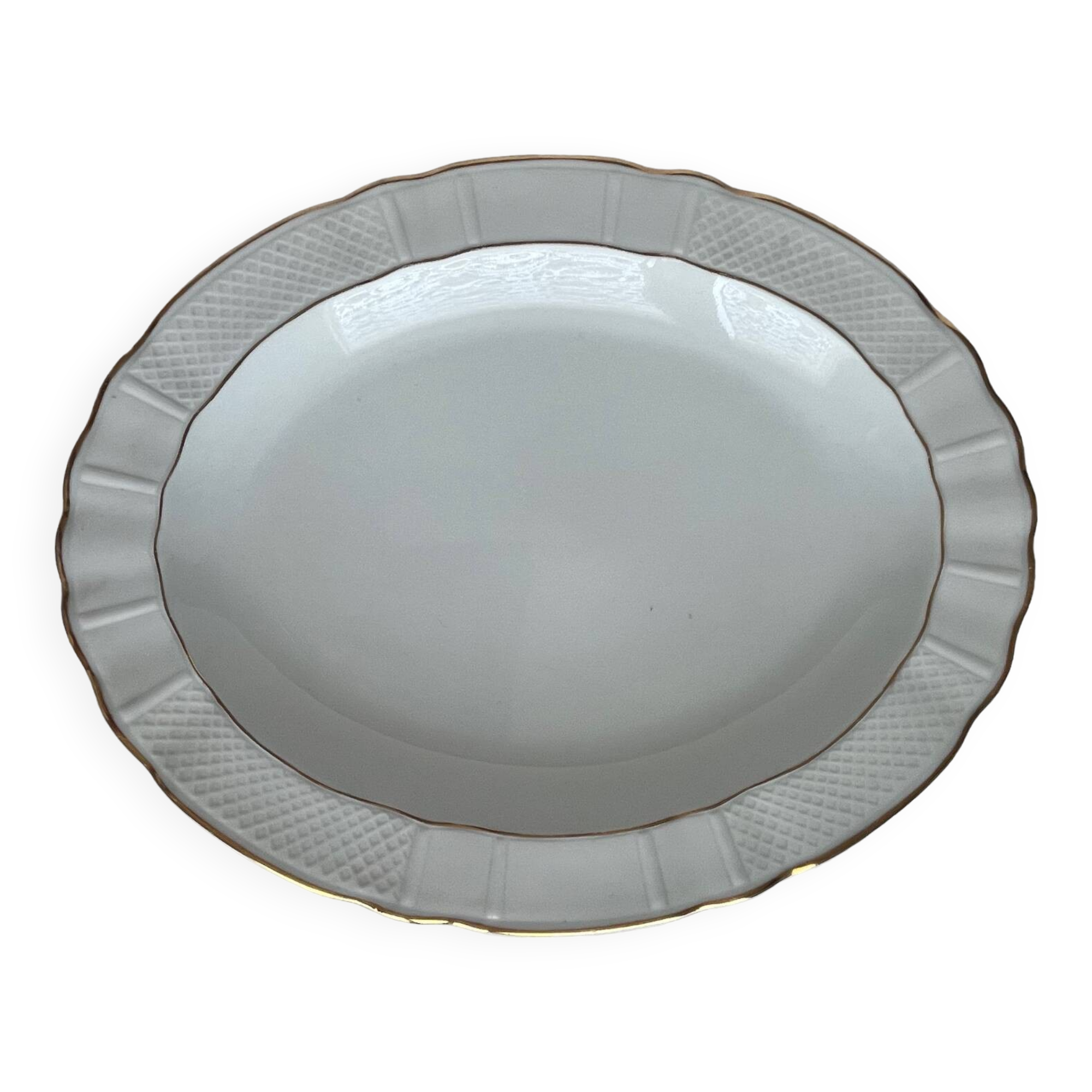 Oval white porcelain serving dish