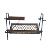 Wrought iron and rattan magazine holder
