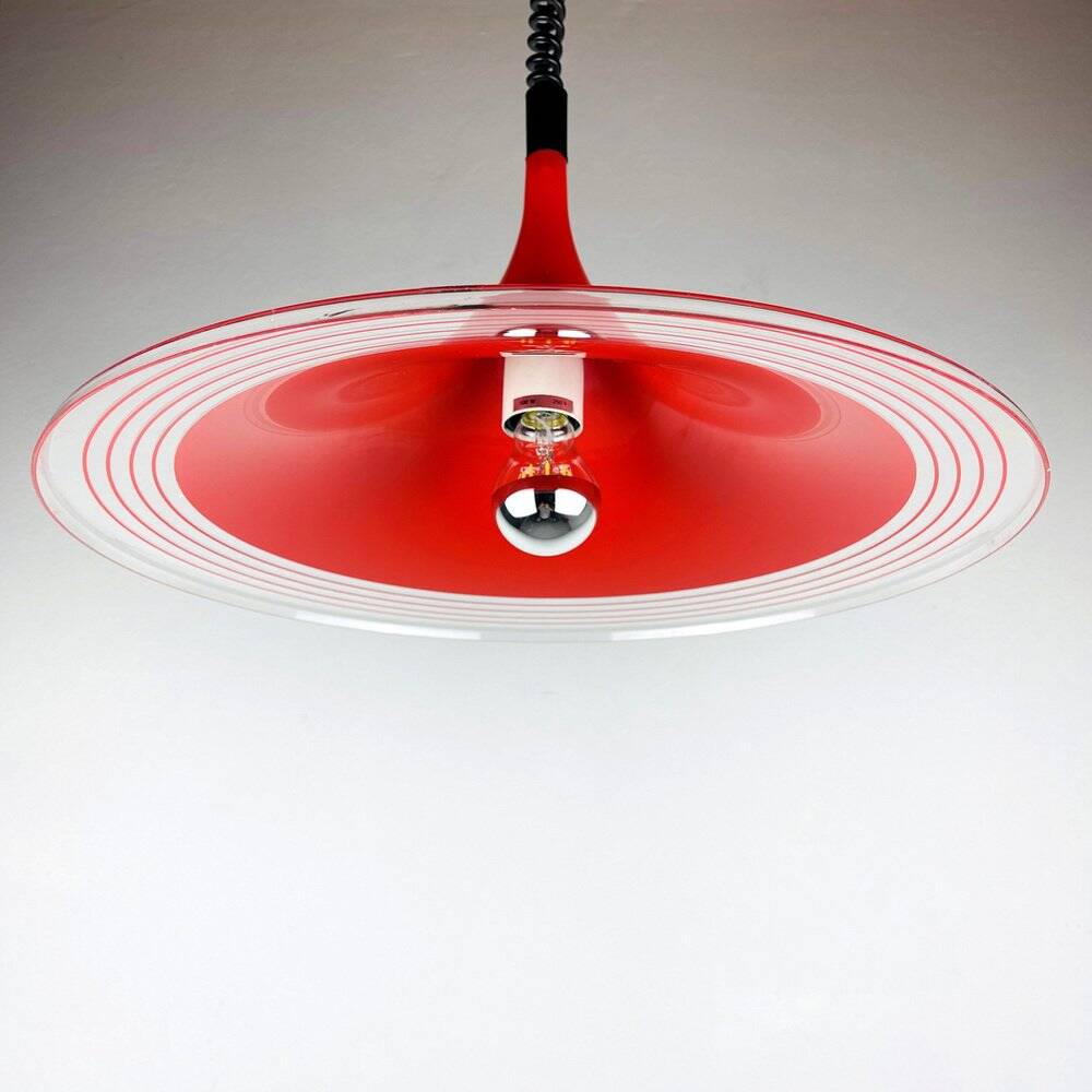 Red Albatros pendant lamp made of plastic from the mid-century by Meblo, Yugoslavia, 1970s.