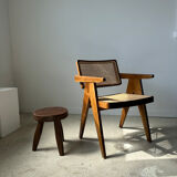 Brown solid wood stool flat circular seat