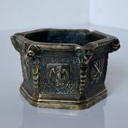 Gothic style bronze ashtray in the shape of a well with heraldic motifs by Max Le Verrier