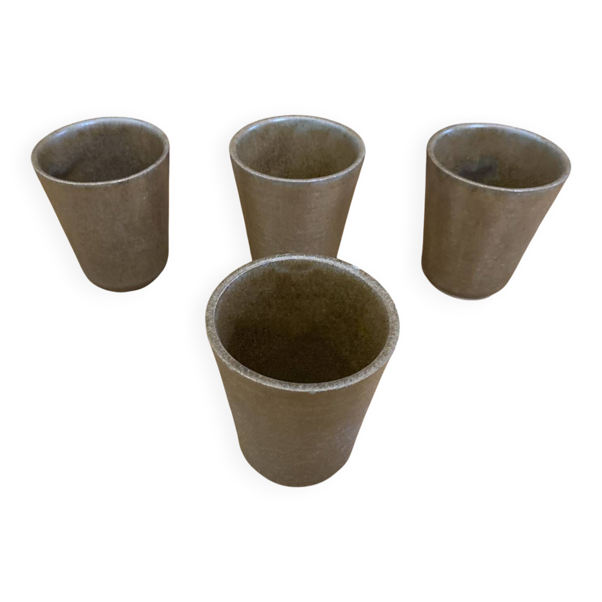 Série de 4 tasses gobelets digoin grès beige made in france vintage #e