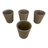 Série de 4 tasses gobelets digoin grès beige made in france vintage #e