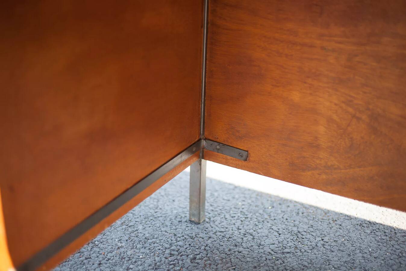 Wood and metal desk with Formica top, 50