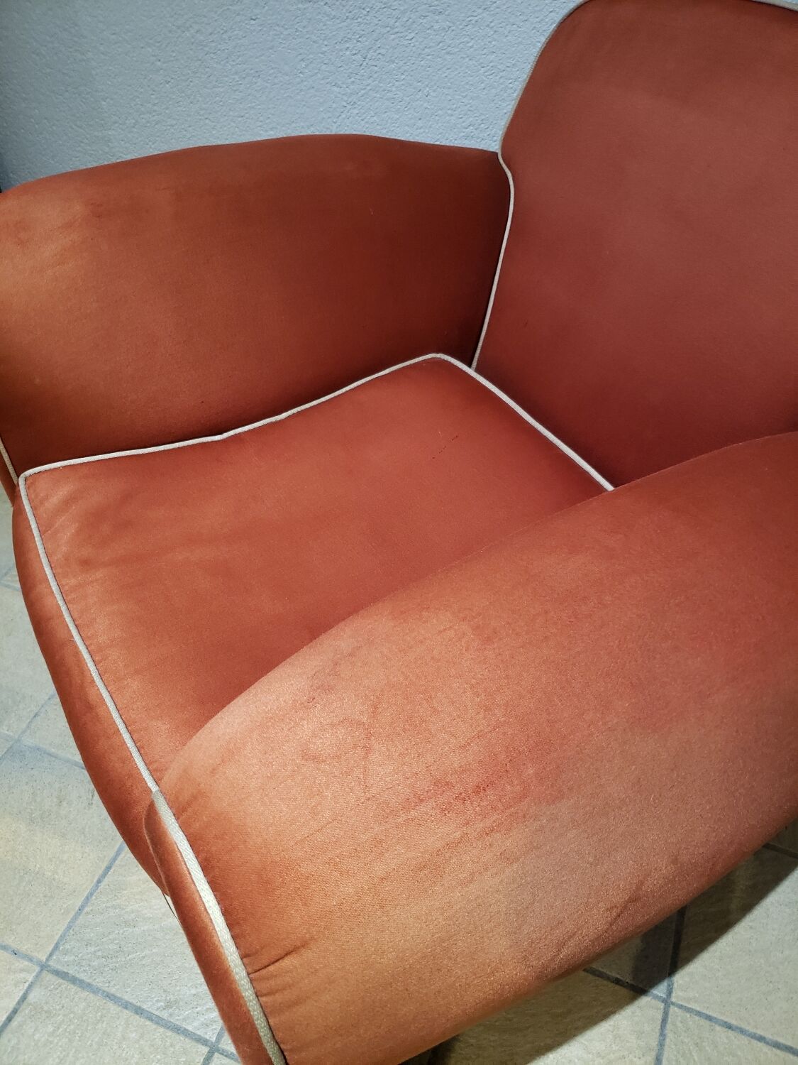 Red satin club armchair
