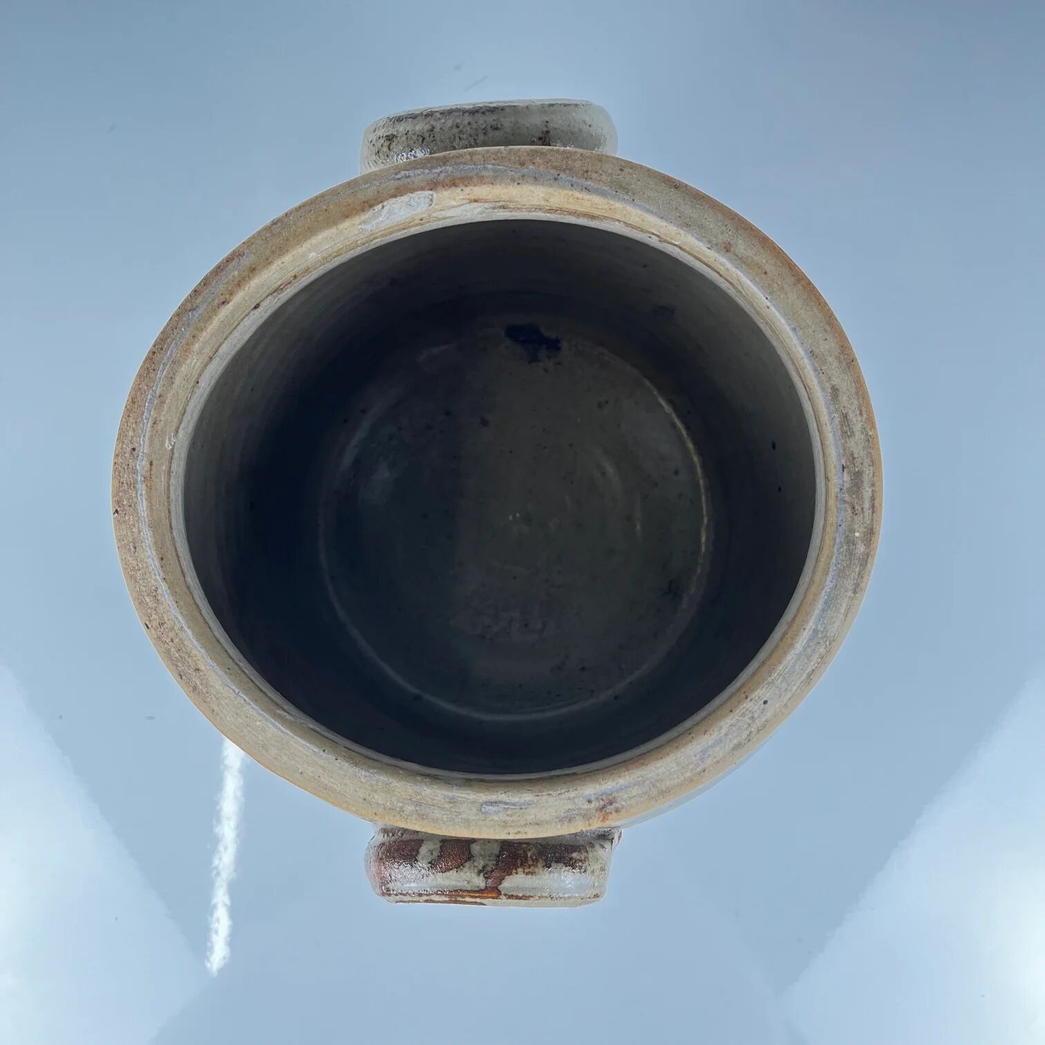 Old confit pot in stoneware, grey colour, 1900.