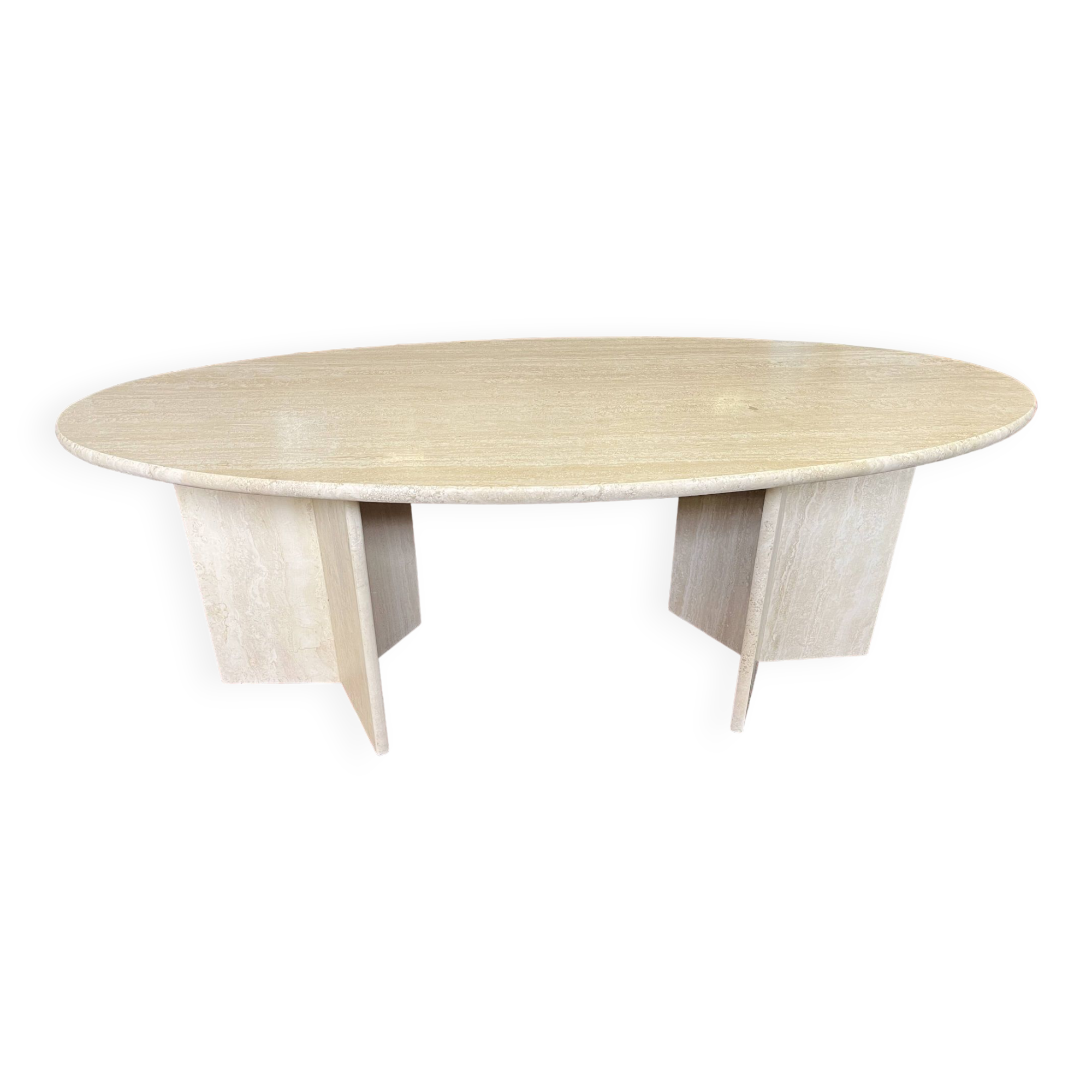 oval travertine table from the 70s