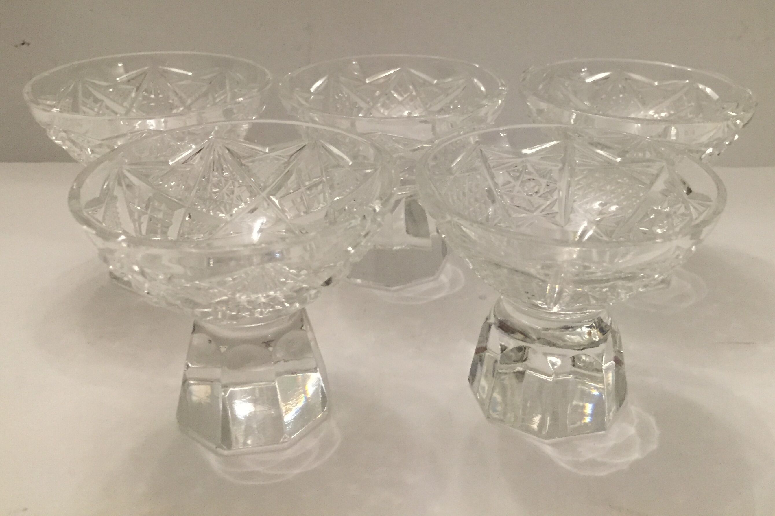 5 alcohol cut crystal glass set