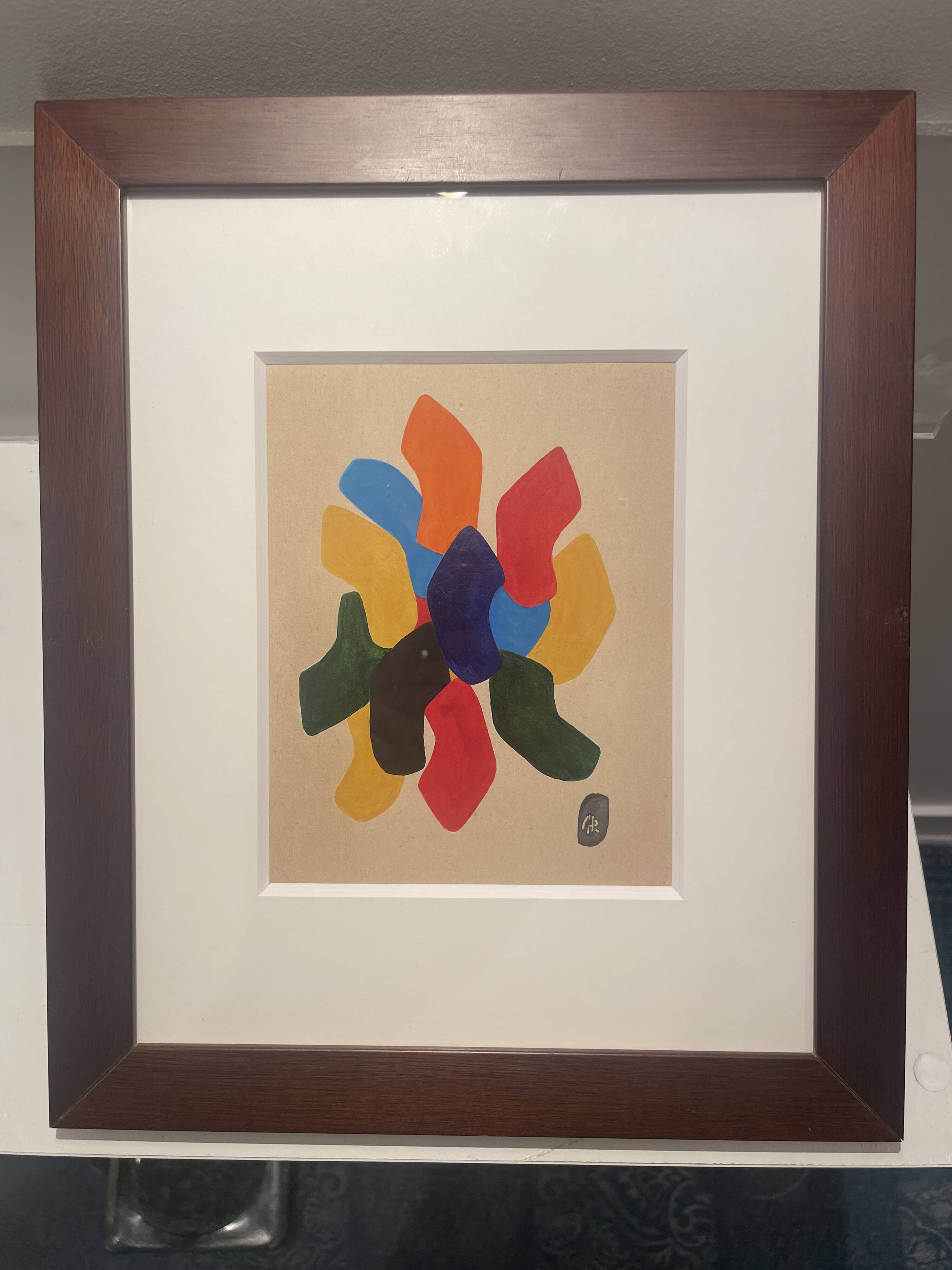 Triptyque peinture abstraite - Auguste Perrin - 1972