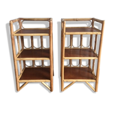 Pair rattan bedsides