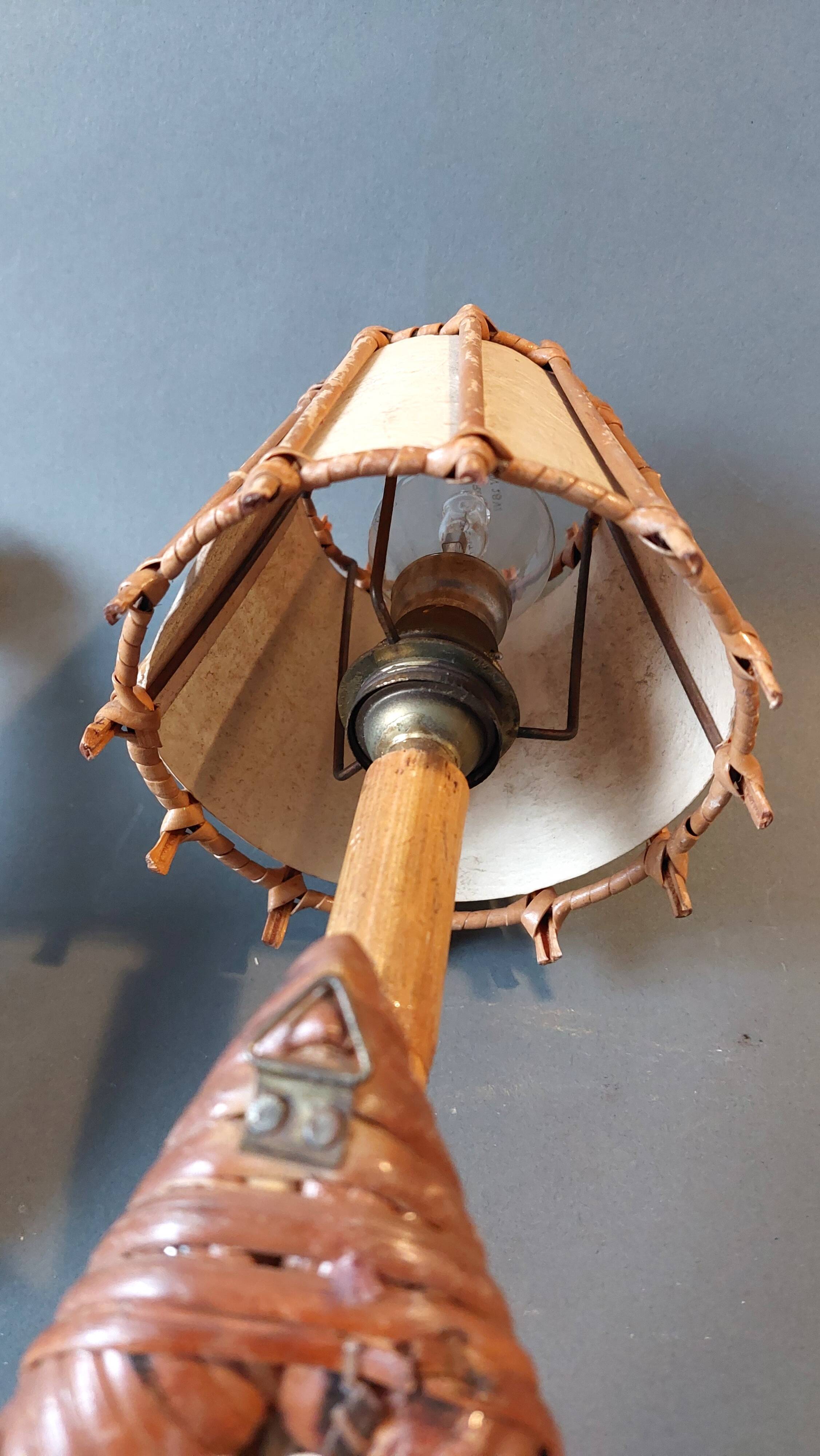 Pair of bamboo and rattan wall lights 1960/1970.