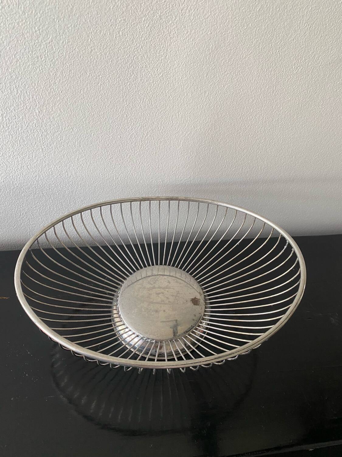 Vintage basket from De Uberti Italy in silver metal