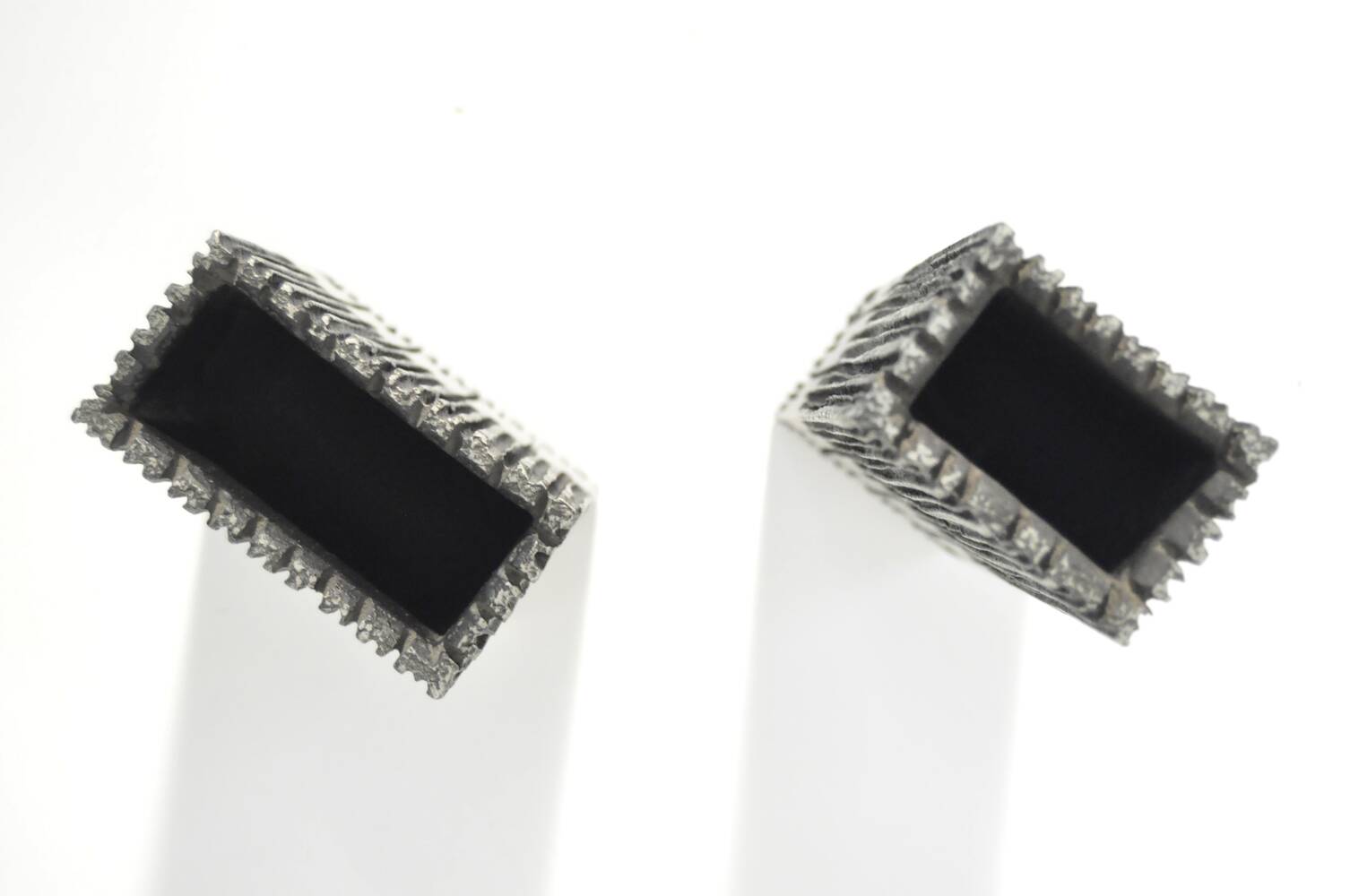 Cast aluminum brutalist vases designed by artist Willy Ceysens, Belgium 1960s