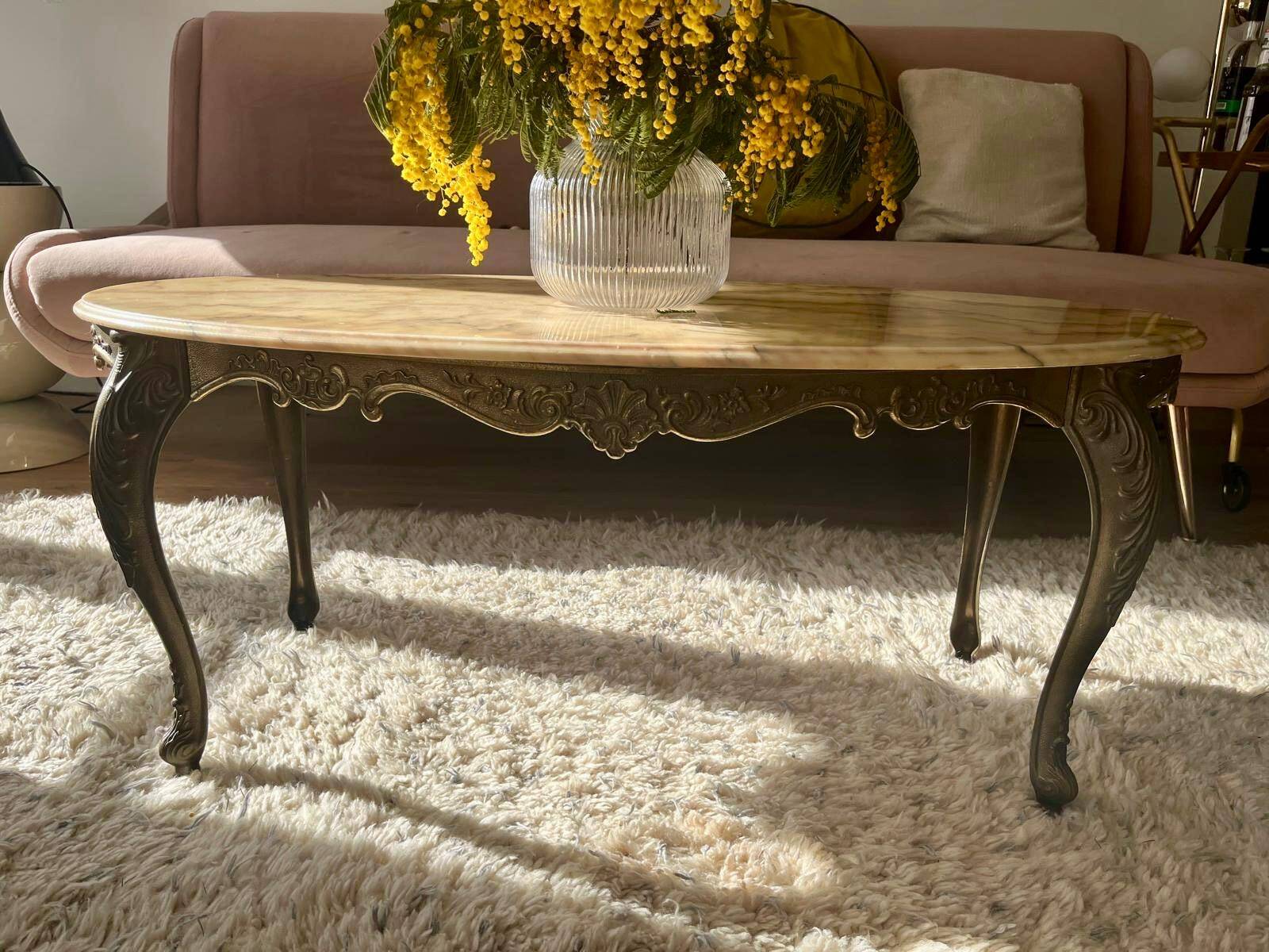 Vintage marble and brass coffee table