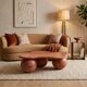 Table Basse "Cava" en travertin rouge -Caldrare