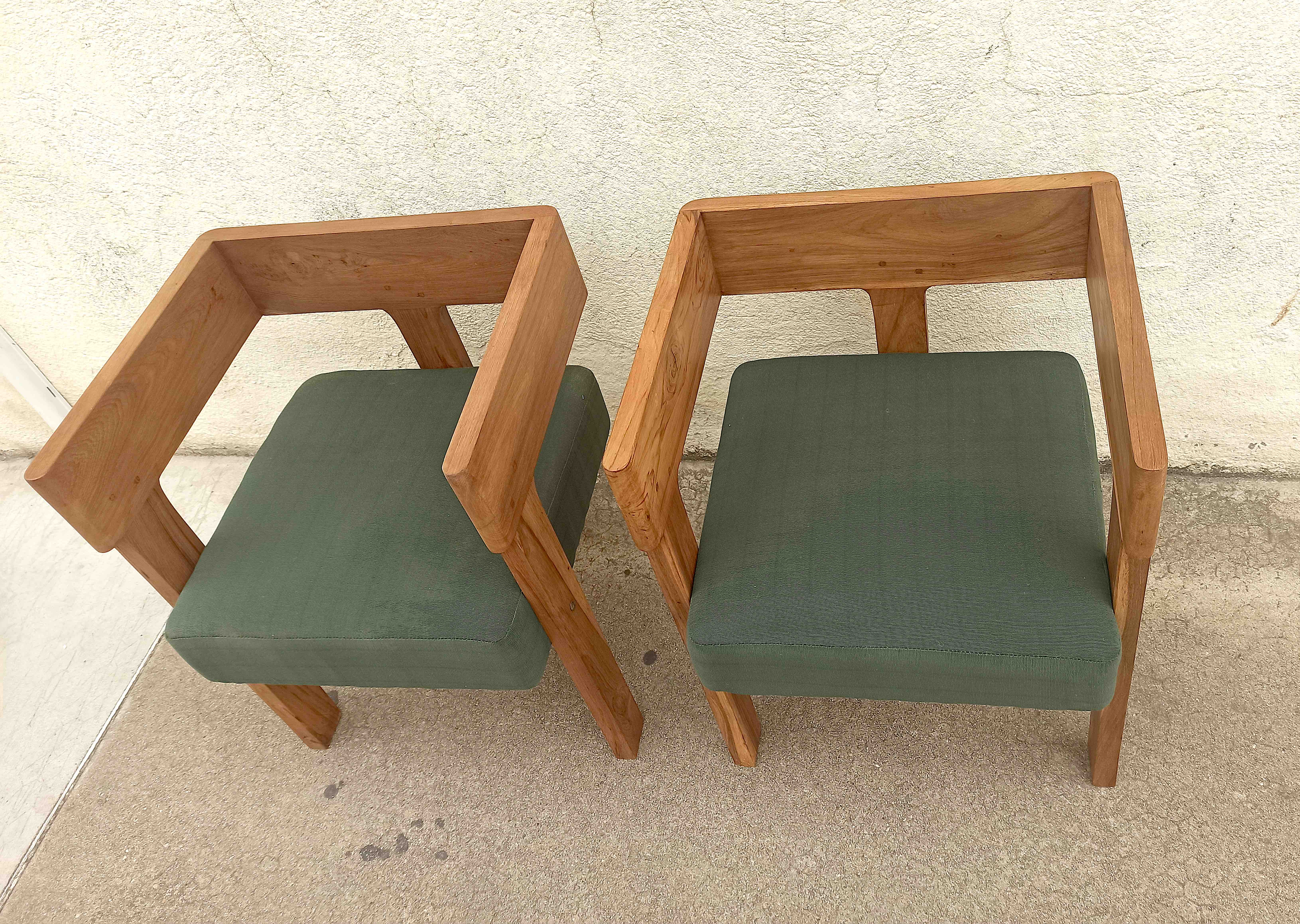 Pair of tripod armchairs ancient solid teak, 60