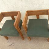 Pair of tripod armchairs ancient solid teak, 60
