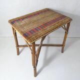 Old rattan side table