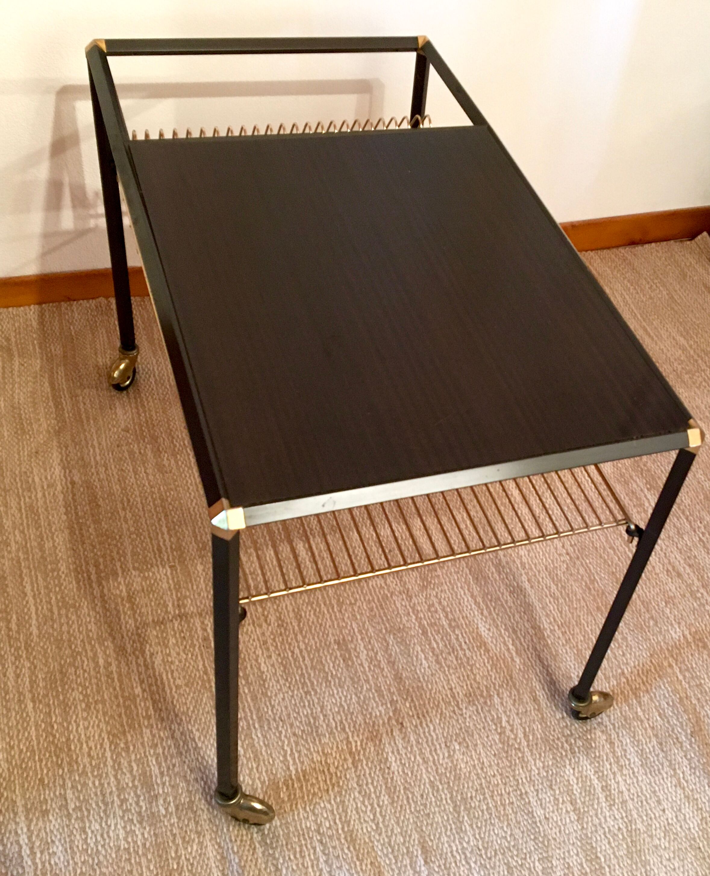 Side table with vinyls holder