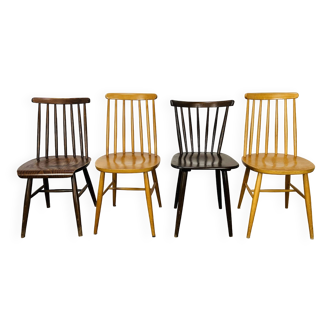 4 Scandinavian chairs with bars from the 60s