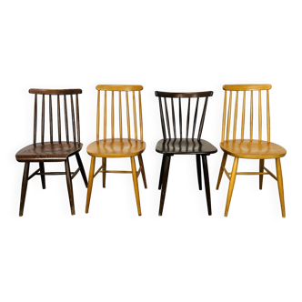 4 chaises scandinaves à barreaux années 60