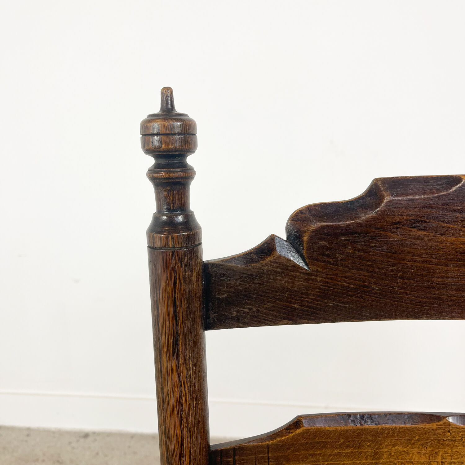 Antique oak wooden farmhouse armchair with cane seat Zutphen