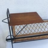 Wrought iron and rattan magazine holder