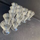 12 liqueur glasses – guilloché crystal – art deco