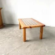 Scandinavian coffee table in solid pine and glass, 1970s