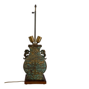 Lampe en bronze à patine - chinois