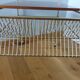 Vinyl hi-fi console with wheels in gold metal and wood