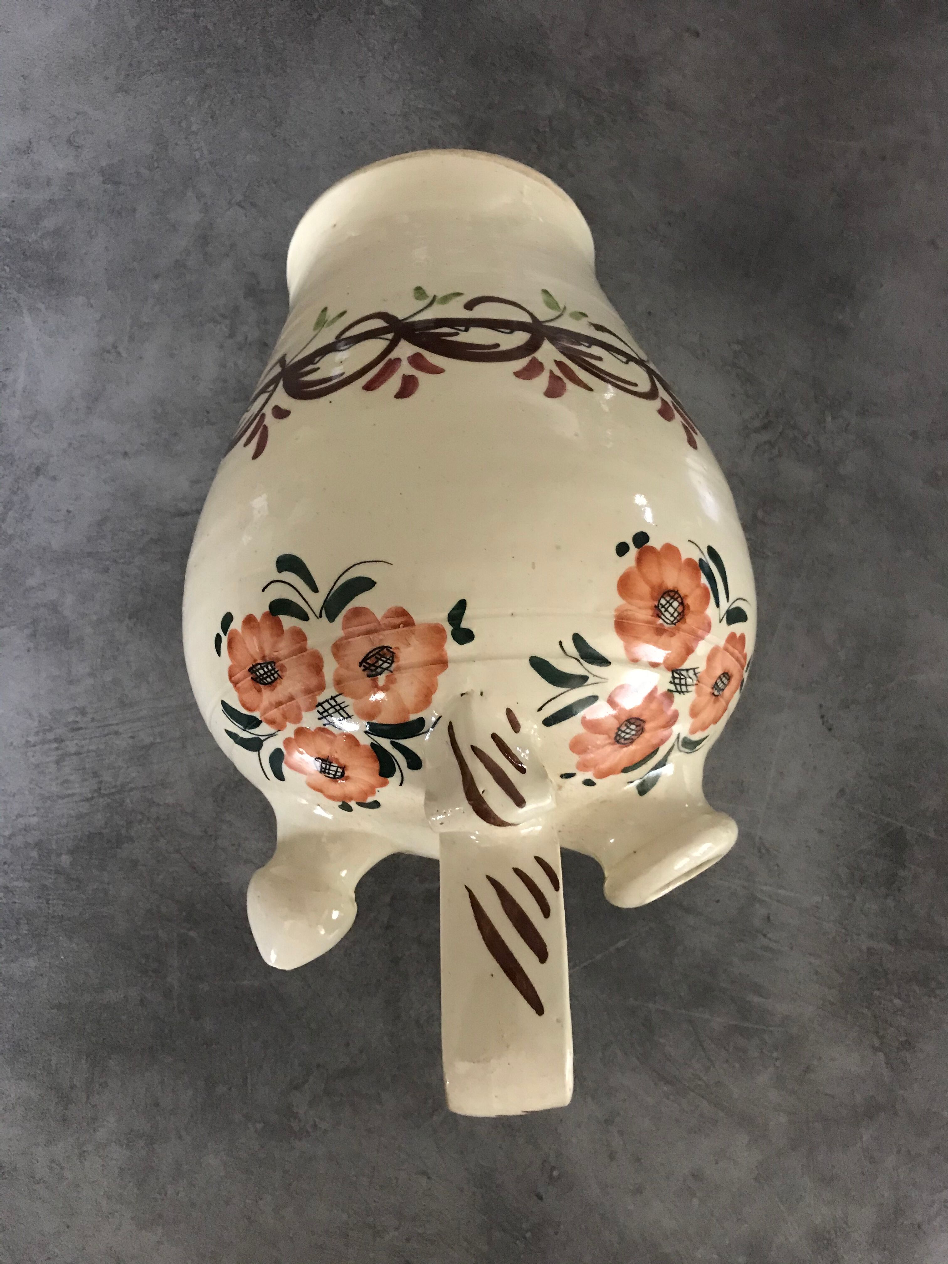 Gargoulette Cantir in ceramic with floral paint decoration