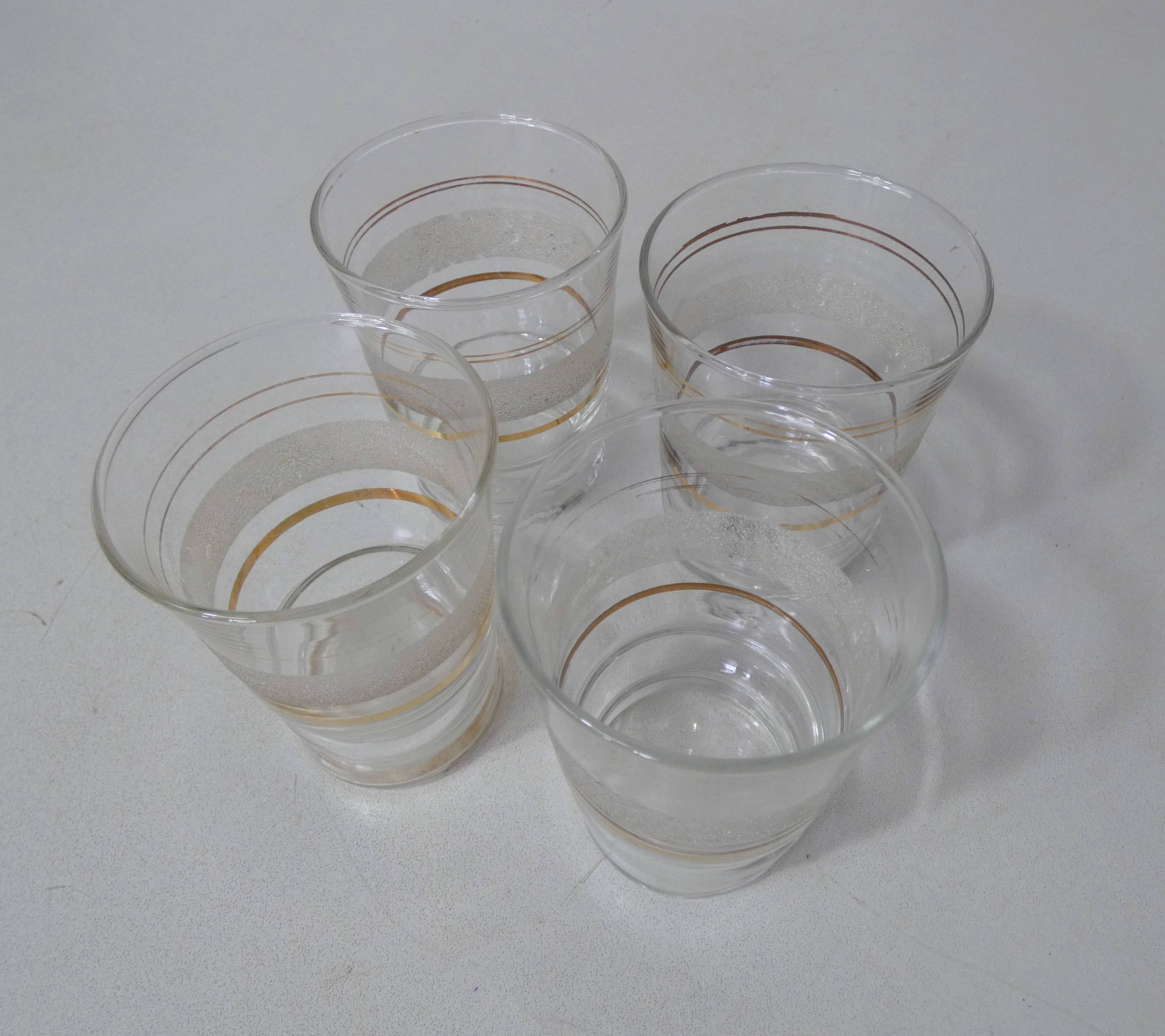 4 old vintage white granite glasses