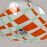 Mid-Century Czech Glass Pendant Lamps with Colorful Decor, 1970s, Set of 6