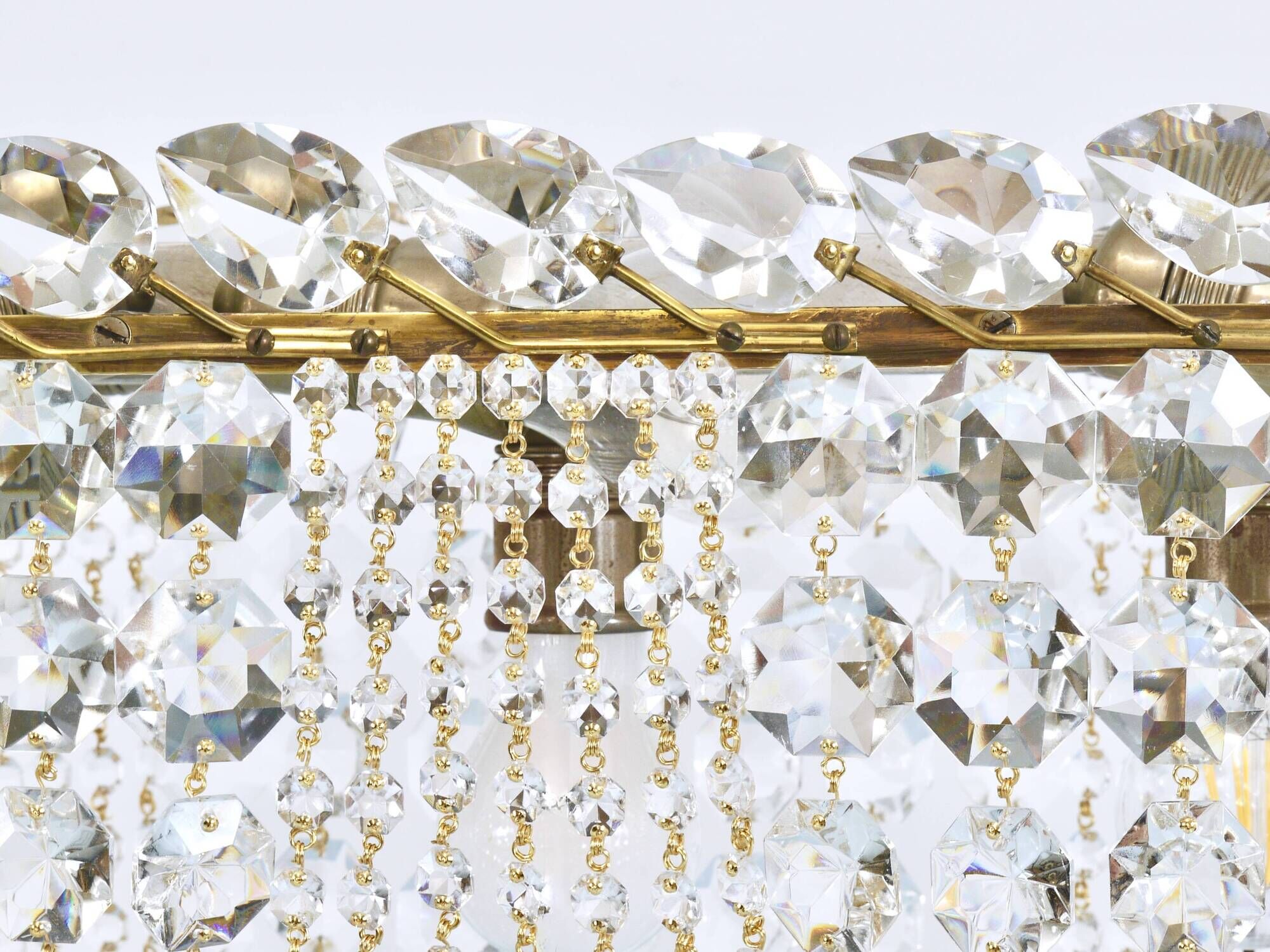 J.T. Kalmar Josef Frank 58" Zeppelin Crystal and Brass Chandelier, Vienna, 1950s