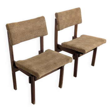 Pair of Rietveld Style Chairs with Adjustable Seat and Backrest, 1950s