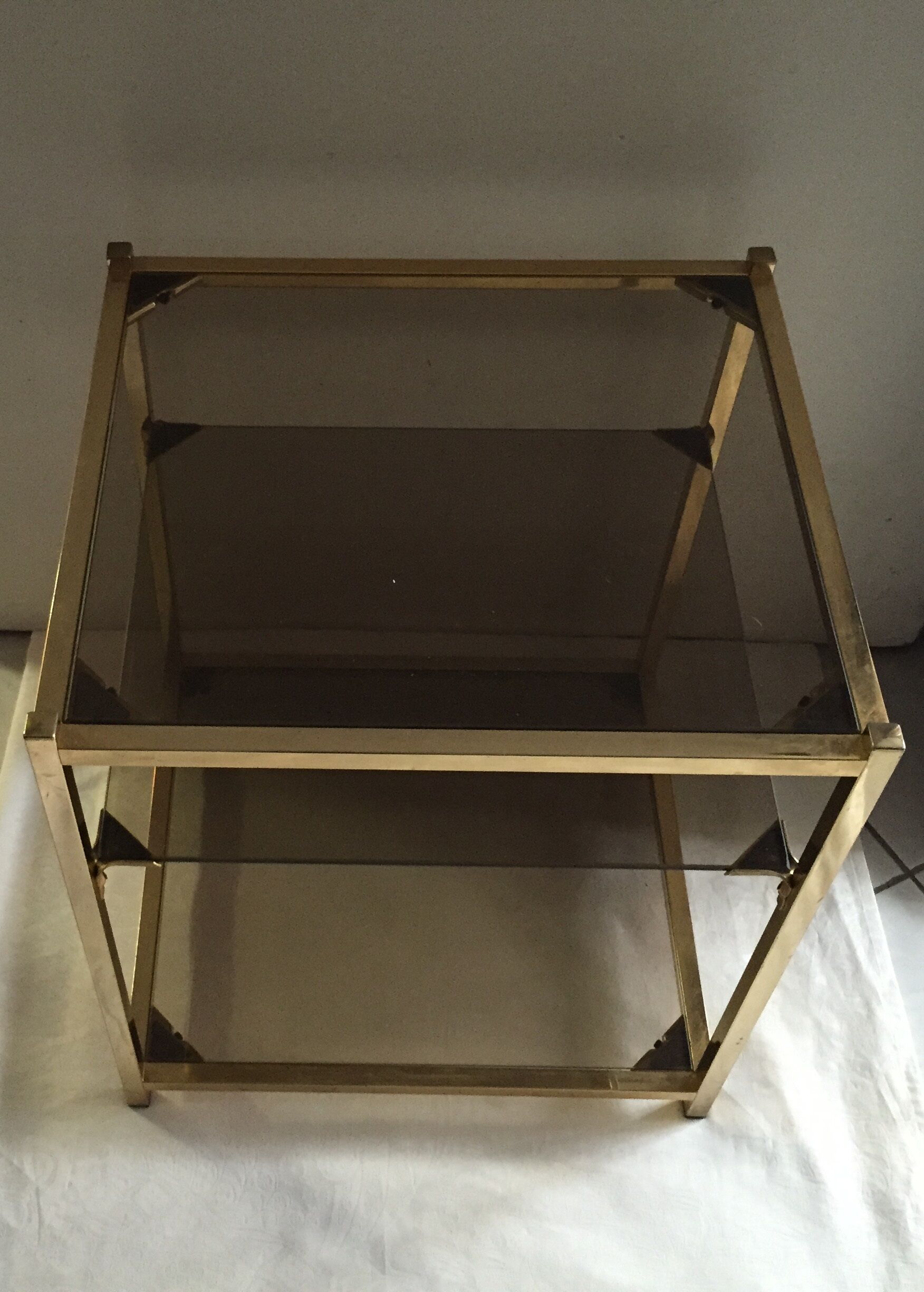 End table in smoky glass