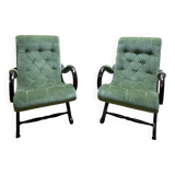 Pair of English Chesterfield armchairs
