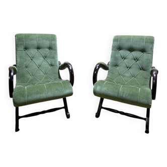 Pair of English Chesterfield armchairs
