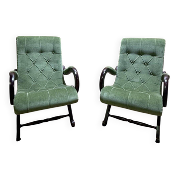 Paire de fauteuils Chesterfield anglais