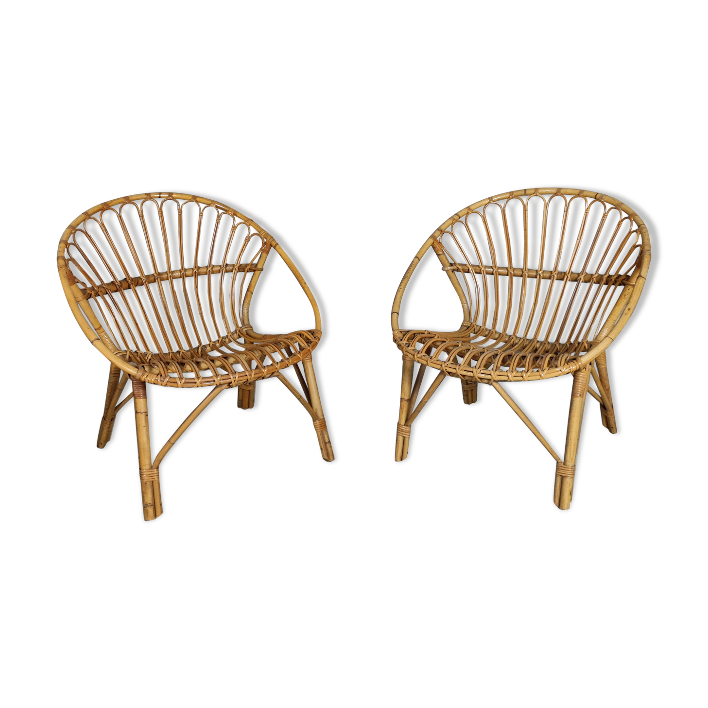 Pair of vintage rattan armchairs