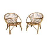 Pair of vintage rattan armchairs