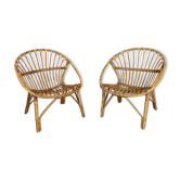 Pair of vintage rattan armchairs
