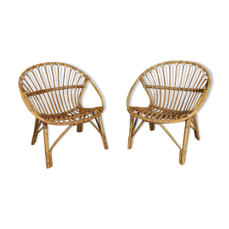 Pair of vintage rattan armchairs