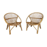 Pair of vintage rattan armchairs